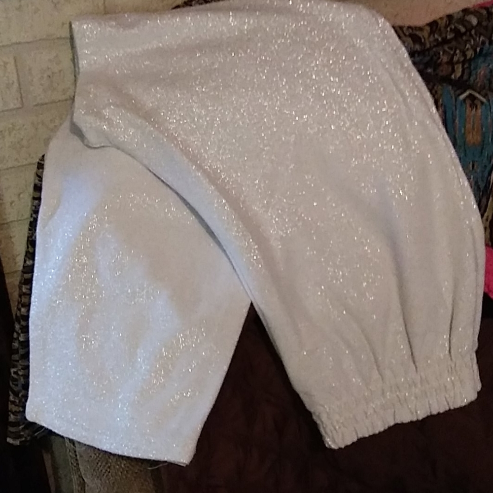 Large L.A. Gold Stretch white glitzy Pants